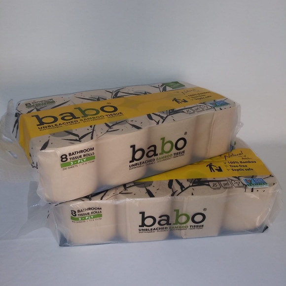 Babo 100 Percent UNBLEACHED Bamboo 8 Pk Toilet Tis - Picture 4 of 7